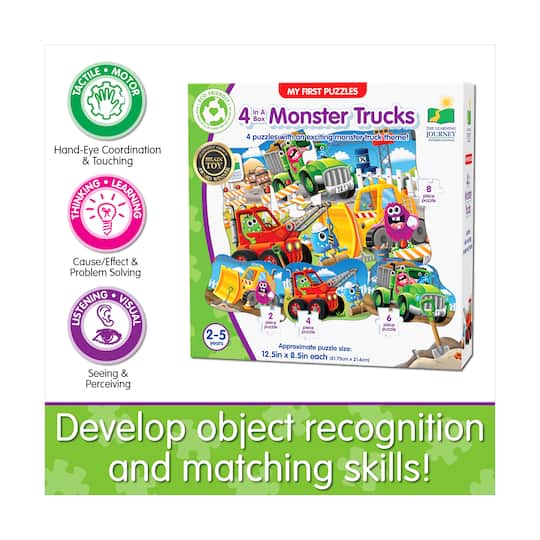 My First Puzzles - 4 In A Box - Monster Trucks: 20 Pcs